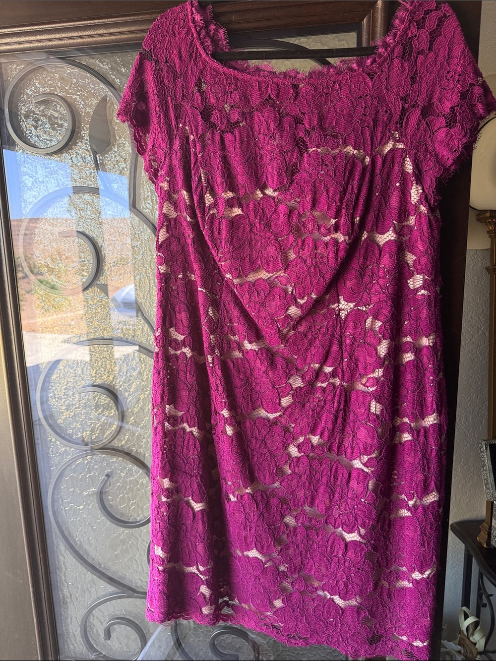 Adrianna Papell Purple Lace Midi Dress
